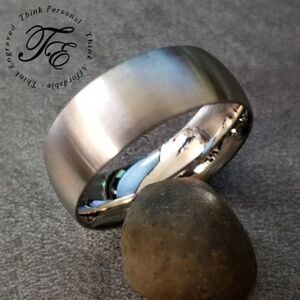 Men's Silver Promise Ring Band - Dome Brushed Steel Promise Ring For Guys